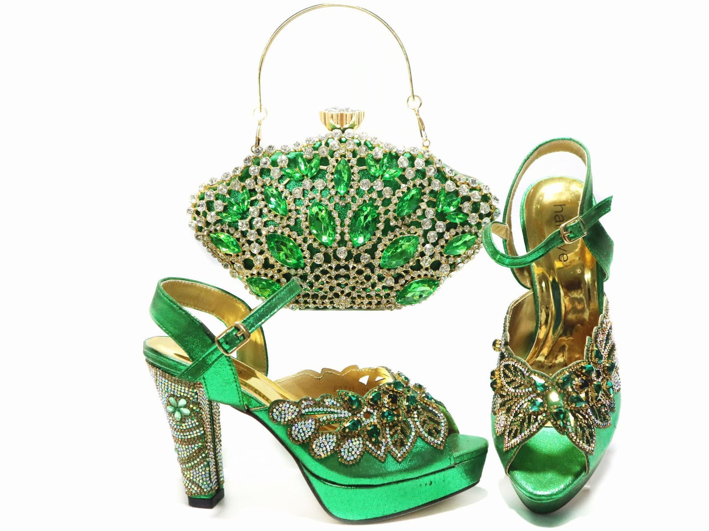 High Heels Toe Shoes Matching Handbag Set