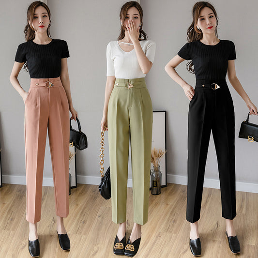 New Cropped Trousers Straight Loose Suit Trousers