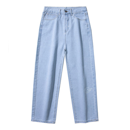 Spring And Summer New Hong Kong Style Jeans Men Loose Small Foot Tapered Pants